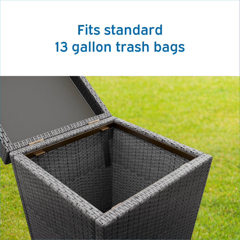 Nestl 35 Gallon Wicker Rattan Outdoor Trash Can & Reviews Wayfair